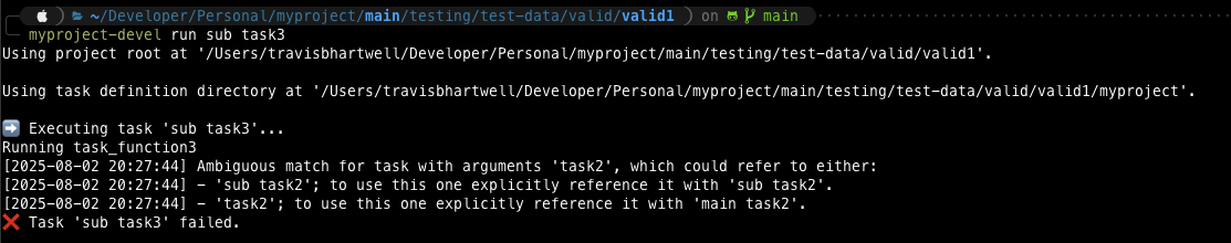mycmd myproject run sub task2